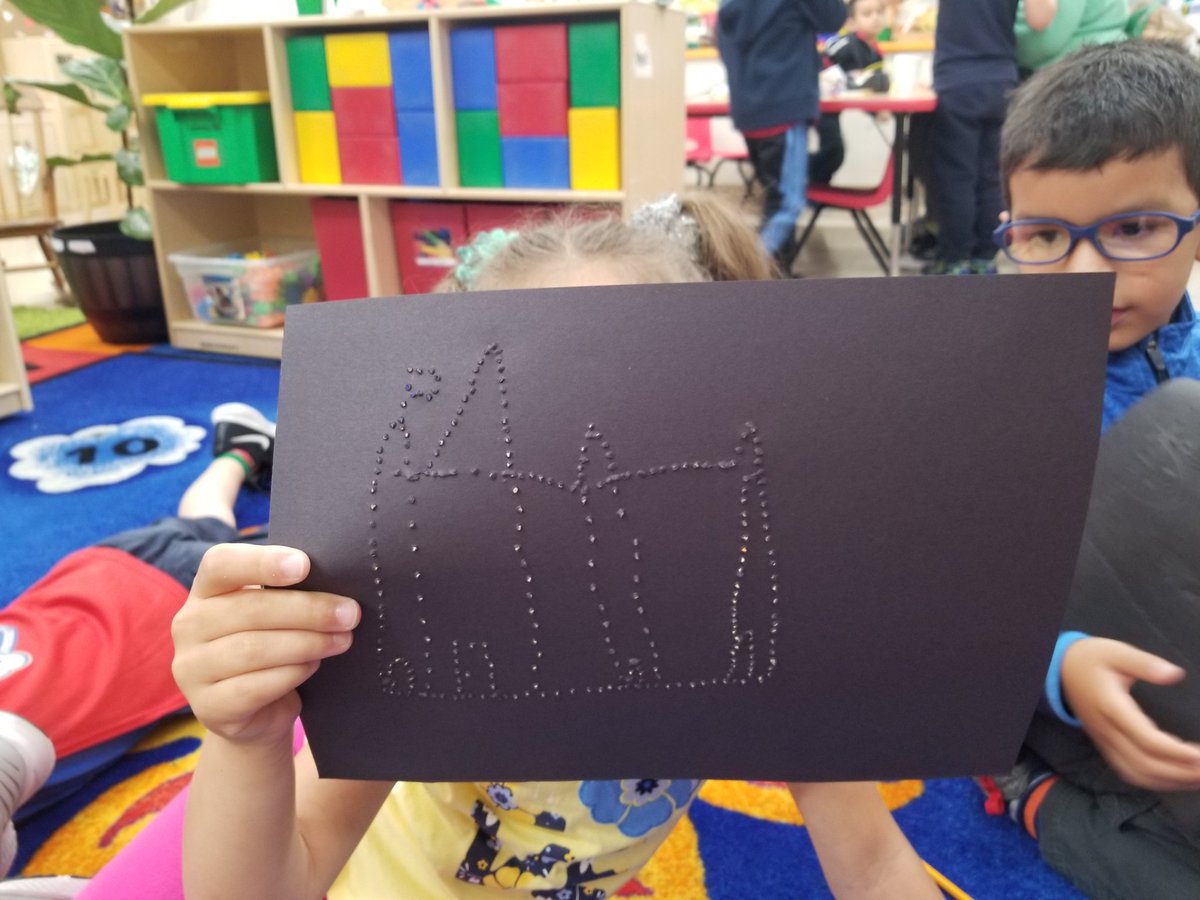 TLCabrera3's tweet photo. Old school #LiteBright is the inspo behind this #constellation activity. The kids draw pictures, poke holes on the lines, and use a flashlight to project the image on the wall. #earlychildhoodeducation # @MDCPS_OECP @cpe_prek https://t.co/VY2zaHq6fT