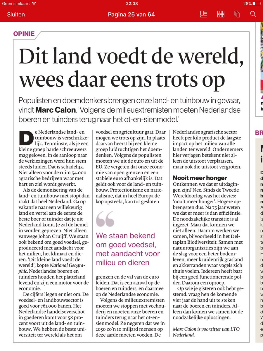 Terecht tegengeluid van Marc Calon van <a href="/LTONederland/">LTO Nederland</a> in AD vandaag; Nederlandse #tuinbouw is veel duurzamer dan vaak ten onrechte wordt aangenomen: