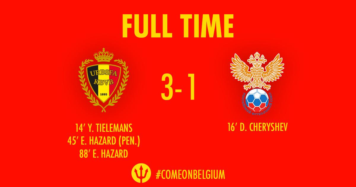 Full time | 🇧🇪🆚🇷🇺 3-1

#BELRUS #EURO2020
#COMEONBELGIUM 🇧🇪
#EuropeanQualifiers