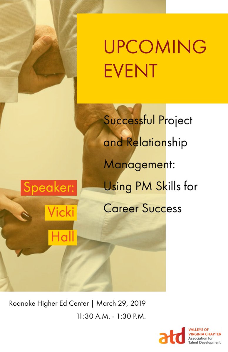 ATDVOV Event -- > Learn about using Project Management Skills for Career Success astdvalleysofvirginia.wildapricot.org/event-3258071 #atdvov