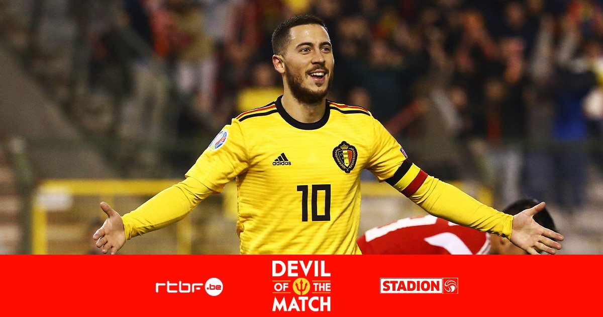 BelRedDevils's tweet photo. #DeviloftheMatch 🥇 🇧🇪 
👏 @hazardeden10

#BELRUS #EURO2020
#COMEONBELGIUM 🇧🇪
#EuropeanQualifiers https://t.co/yAZhIEmupP