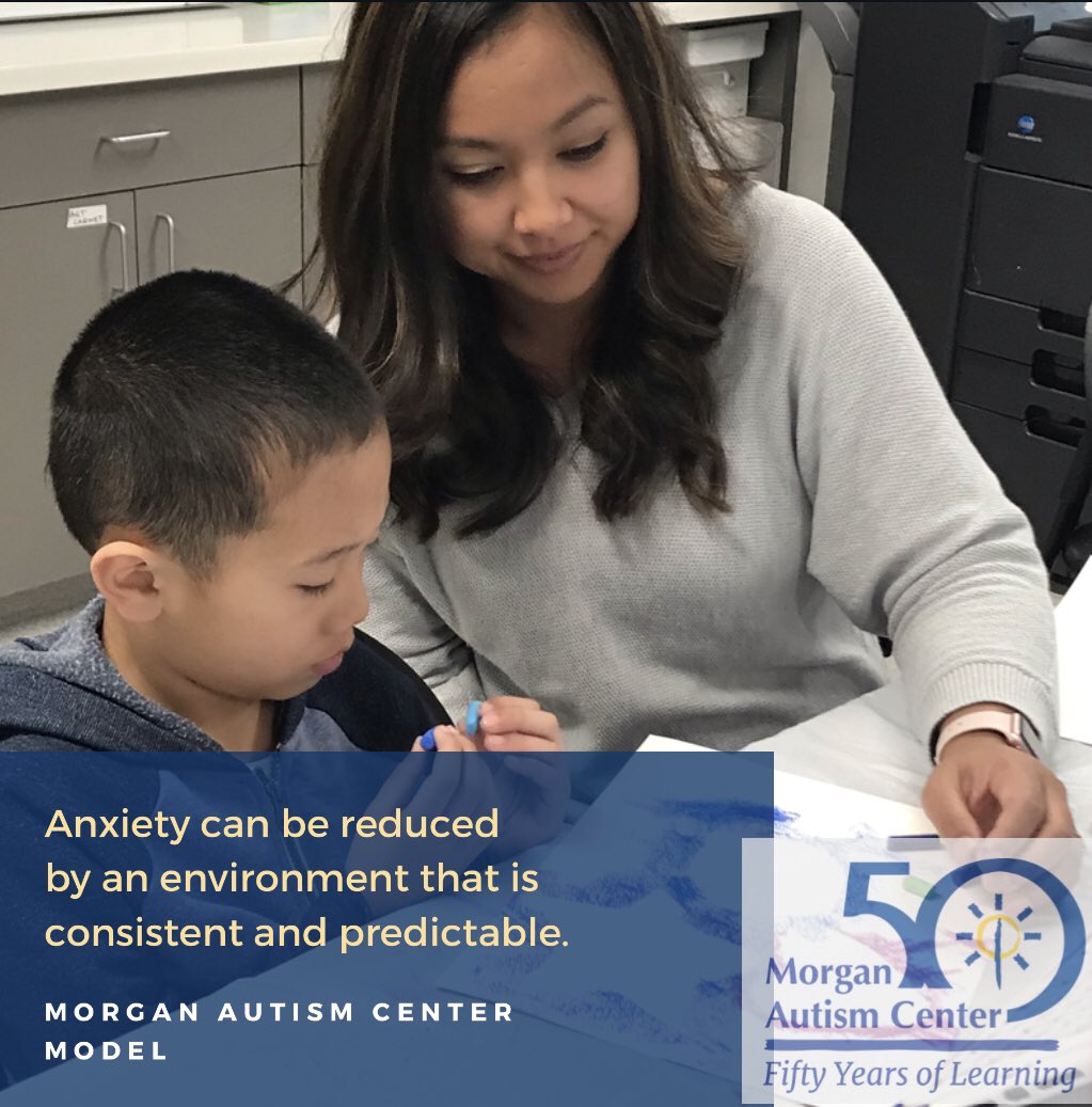 MorganAutism's tweet photo. Anxiety can be reduced by an environment that is consistent and predictable. -Morgan Autism Center Model #morganautismcenter #morganautismcenterfamily #50yearsoflearning #morganautismturns50 #autism #specialeducation #specialneeds https://t.co/5v4V3f6nzi