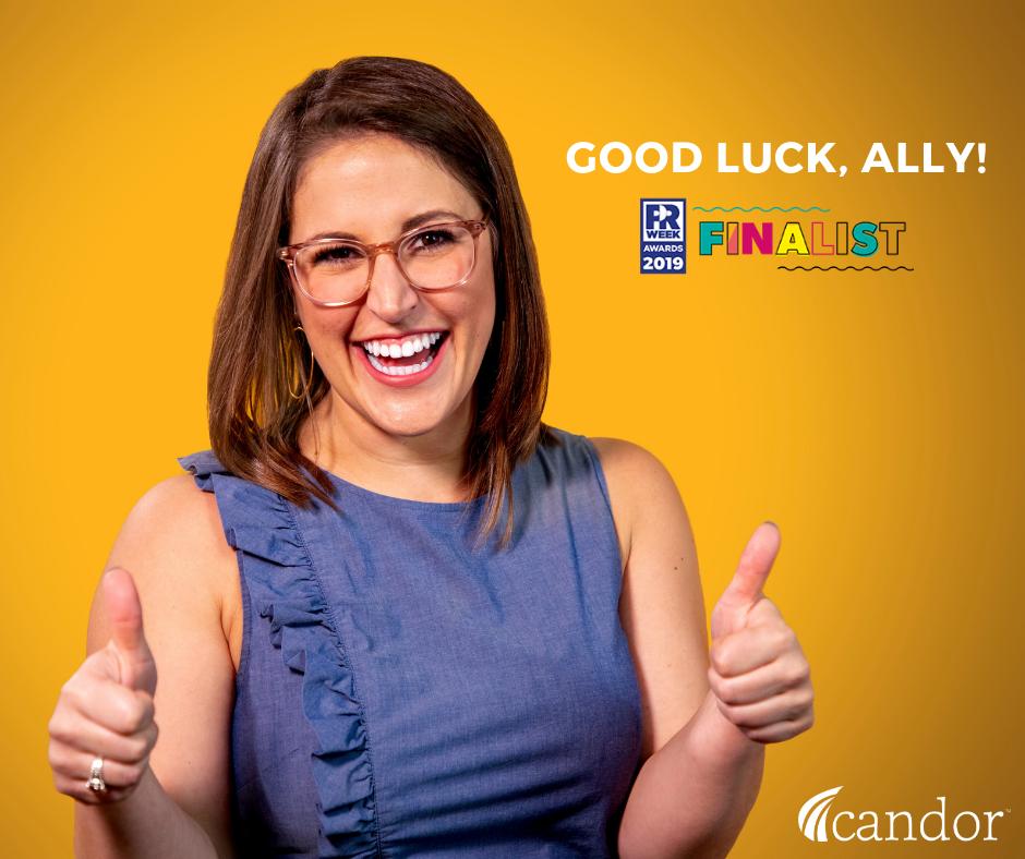 candorpr's tweet photo. Candor Vice President @glavylavy was named a finalist for Outstanding Young Professional in the 2019 @PRWeekUS Awards, and they're announcing the winner tonight! Stay tuned for updates... 👀
She is more than deserving of this honor. Good luck, Ally! 🤩 https://t.co/dYKkCyy585