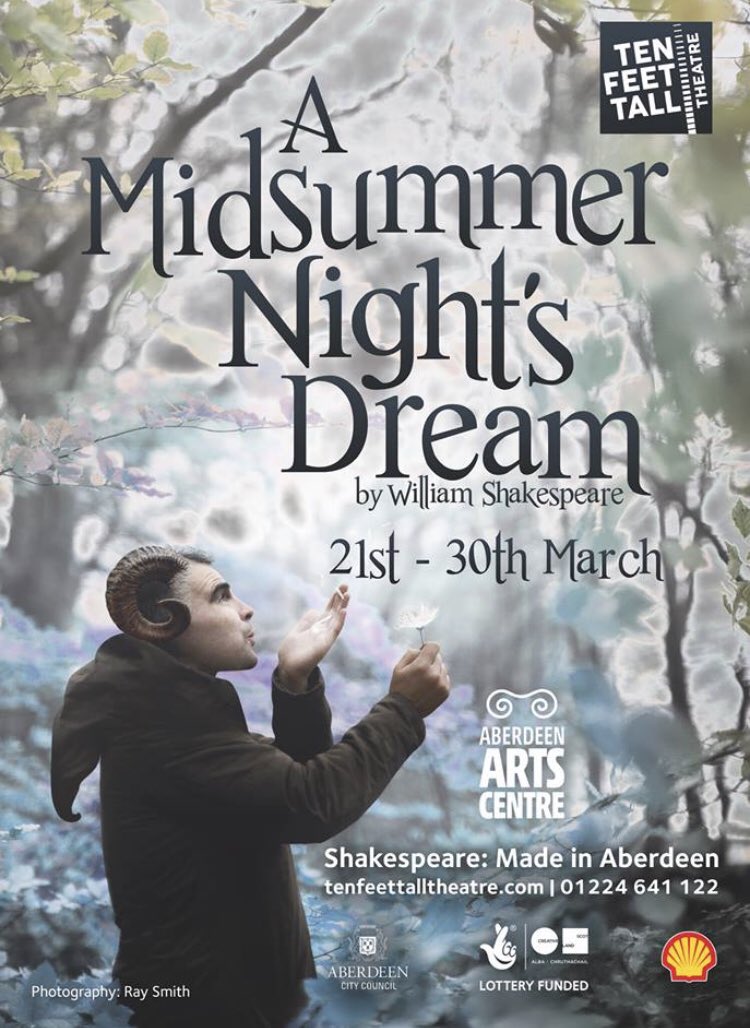 KimberleyPetrie's tweet photo. Absolutely bloody brilliant performance from @tenfeettallabdn tonight. Go and see their production of A Midsummer Night's Dream. You won't be disappointed!! https://t.co/JIfrMndv2r