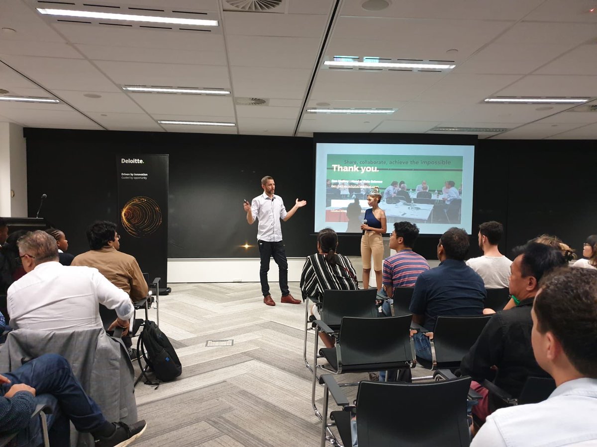 digihealthcrc's tweet photo. Our Head of Data Science, @benhachey, in action at the #DisruptorsInTech Meetup last night on AI Healthcare, hosted by @Deloitte https://t.co/c8NscFeOzA