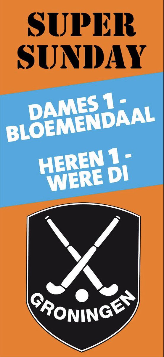 Daar wil jij toch ook bij zijn? Eerst 12u45  <a href="/groningendames1/">Groningen Dames 1</a> tegen @hcbloemendaal dames 1 en om 14u45 <a href="/groningenheren1/">Groningen Heren 1</a> tegen <a href="/werediheren1/">werediheren1</a> . Schreeuw onze teams naar de overwinning! Tot zondag!