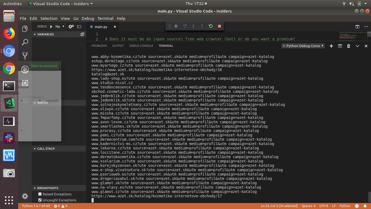 The results after 3-5 minutes of web scraping with a slow internet of ~7Mb/sec and Unisoftdev's open source Python web crawler reading tens thousands of pages an hour and released as an open source to demonstrate the productivity/speed, economical advantages of Python automation.