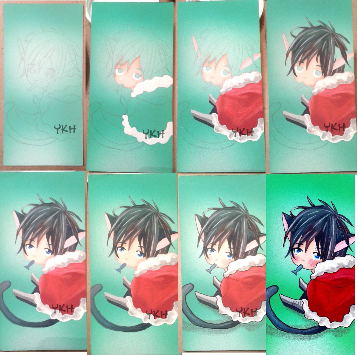 Proceso De Pintado De Oc Drawing Nekoboy Chibi