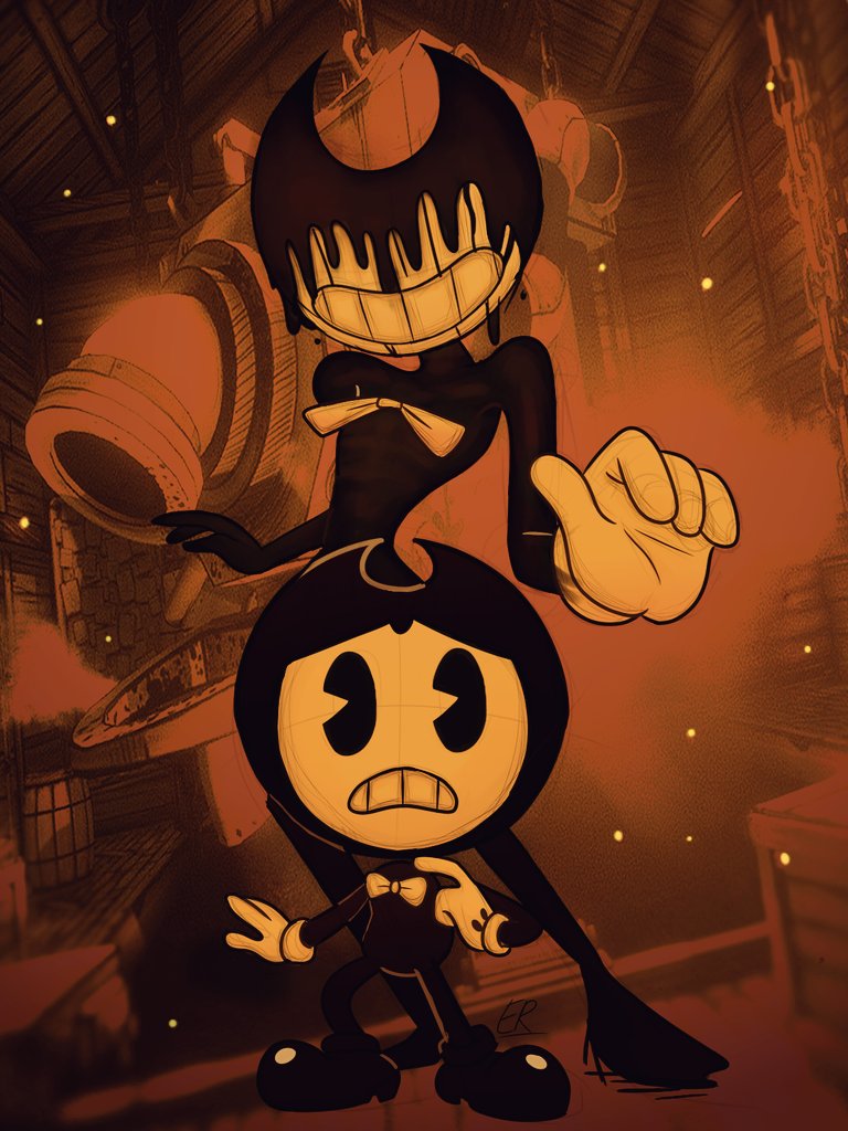 emulynnn's tweet photo. He will return....and I'll be happy 😂
(Some fanart I wanted to share ❤) 

#bendy #BATIM #Bendy_and_the_ink_machine #bendyandtheinkmachine #bendywillreturn https://t.co/0Ap5XxCkOc