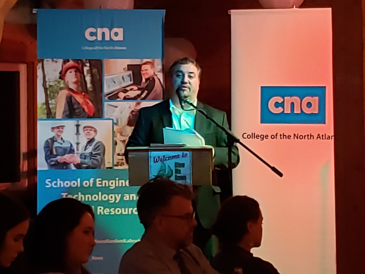 cif_nl's tweet photo. @CIF_IFC president @colincarroll5 presents silver rings to the @CNA_News Forest Resource Technicians in @CornerBrook.  Congratulations to all 2019 forestry graduates! Welcome to our profession! https://t.co/MlUOjbUBIk