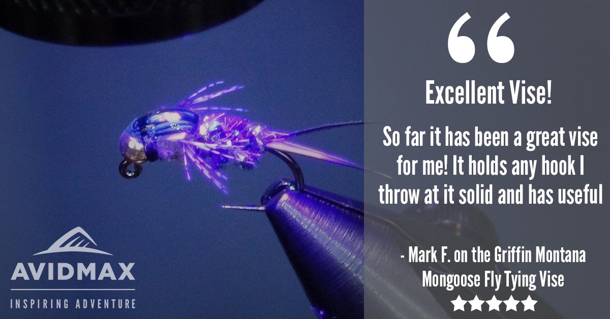 avidmax's tweet photo. ⭐️⭐️⭐️⭐️⭐️ 5/5 review on the Griffin Montana Mongoose Fly Tying Vise. ▶️ “Excellent Vise!” ◀️
.....
Congrats to this week's product review winner! Learn how you can have a chance to win too: https://t.co/kwPTFy5xFu
.....
#AvidMax #FlyFishing https://t.co/qoosijj9ZU