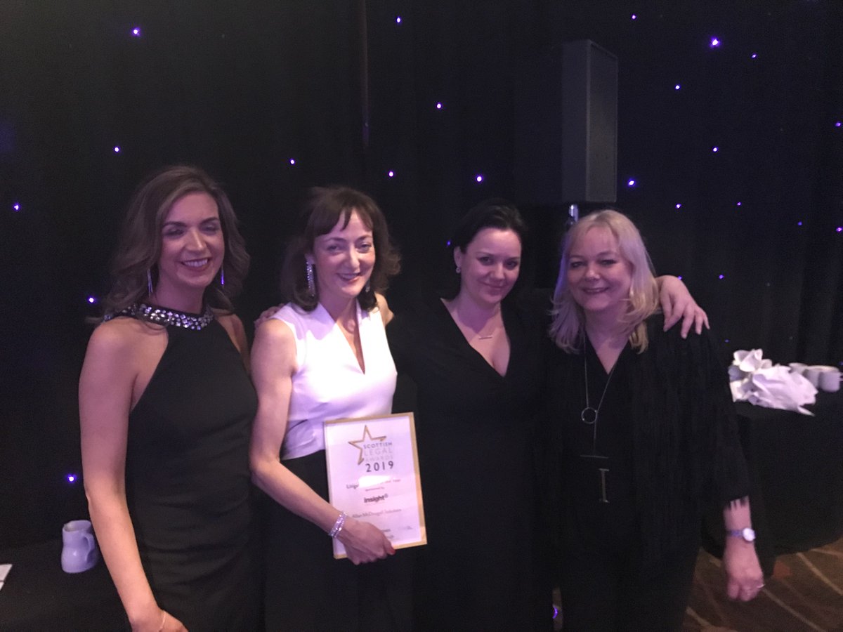 Our personal injury team's Jackie Raitt and Julie Harris feeling very chuffed with Alison Harter and Caroline McLinden of @thetimesscot at the Scottish Legal Awards 2019 tonight in Glasgow <a href="/LegalAwards/">Scottish Legal Awards</a> #legalawards19