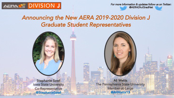 AERADivJGradNet's tweet photo. Check out the new @AERADiv_J PEN Newsletter for details on #AERA2019, including the announcement of the new @AERADivJGradNet grad reps: https://t.co/L8v9IZIoJy Congrats @StephanieSowl & @AliWatts13 & welcome to the team! @ashegrads @ASHEoffice @GSNPCOP @NPGS_KC @NASPAFaculty https://t.co/QOA3atqrvT