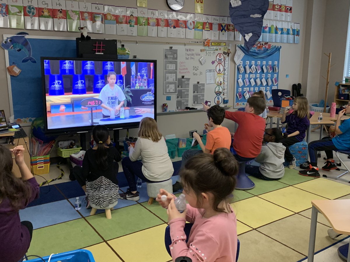MDstackers's tweet photo. #FoxStar stackers wrapped up the season with a celebration and watching film of past Junior Olympics champions!  So proud of all the stackers who came out for our inaugural year @HoneygoElem! 🦊⭐️ @mrs_moorefield https://t.co/96QDuwTGJd