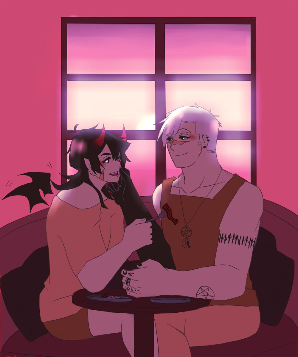 existence_proof's tweet photo. day 3: AU for @softsheithweek 
demon keith x witch shiro au during breakfast, they have a breakfast nook in their house <(￣︶￣)>

slaps on a thousand filters and this may finally be the one where i realize that mb this color scheme is getting out of hand
#sheith #softsheithweek https://t.co/TOMeoXEdzf