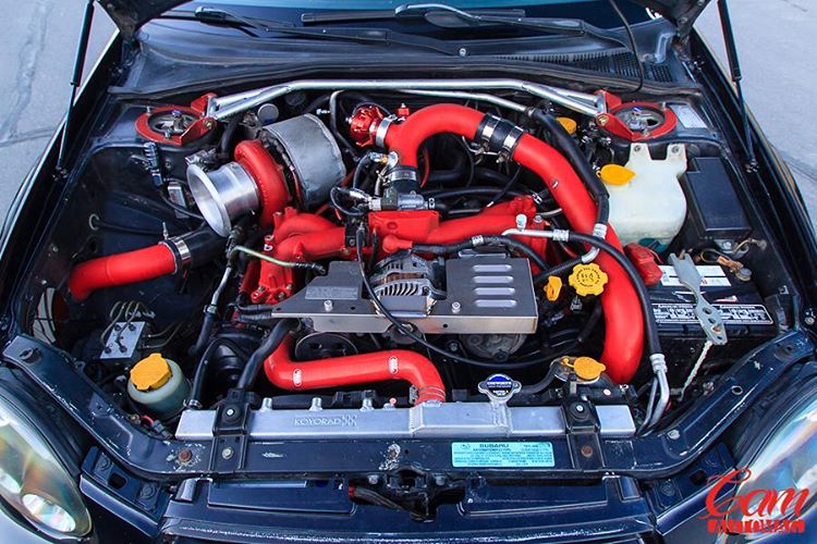 RAW engine set up here colour coded in #RAWautomotive theme #Subaru #turbo