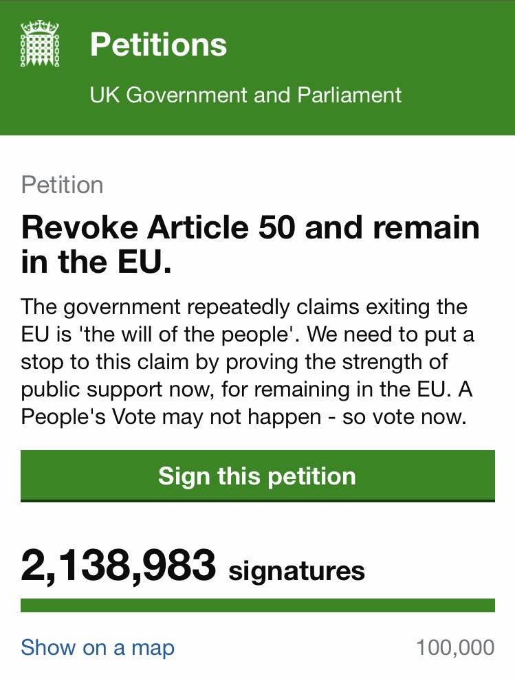 TrampInDisguise's tweet image. I’ve done my bit. Over 2 million people have signed this petition! Please sign to remain in the #eu #RemainInTheEU #RevokArticle50 #RevokeArticle50Petition #signthepetition #RevokeArt50 #StopBrexit #REVOKE_ARTICLE_50 #StayInEU #RevokeAndRemain