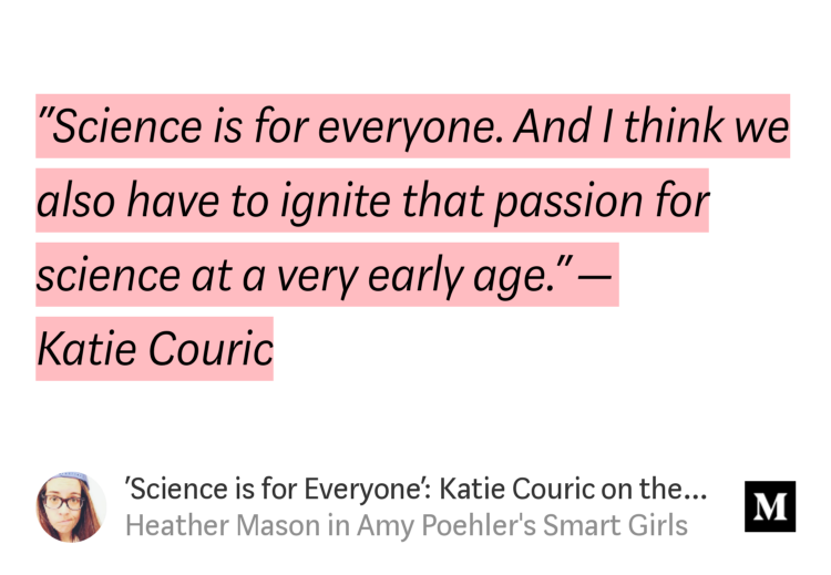smrtgrls's tweet photo. "'Science is for Everyone': @KatieCouric on the Importance of Science and Telling Human Stories" - @NerdHeather Full interview 👉https://t.co/86q6ZDOmin https://t.co/VFfHsixYlK