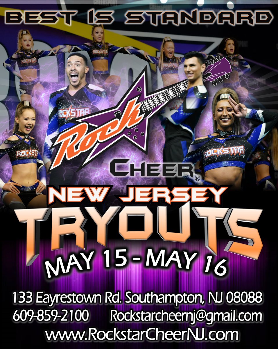 Rockstar_Cheer's tweet photo. Introducing our newest location for the upcoming season, Rockstar Cheer New Jersey! Tryouts dates are set and we are thrilled to expand into Jersey! Welcome to our Rockstar Cheer Family @RockstarCheerNJ!! 🤘🏻💜
#BestisStandard
#RockstarFam
#RS4L https://t.co/tGq1pWclws