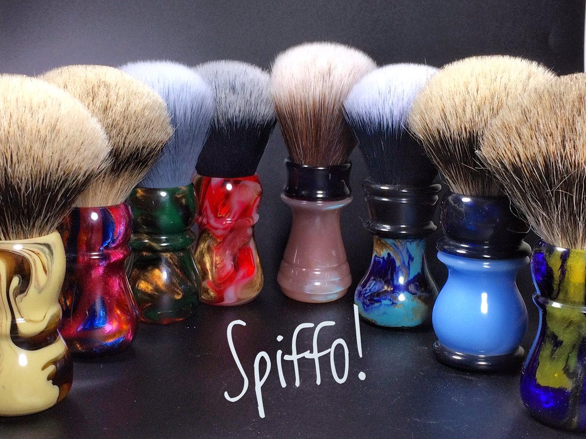 Spiffoman's tweet photo. Eight new shave brush handles were recently added to the website at https://t.co/V75WxK360Q! Check under New Arrivals to see these latest beauties 👊😎 #artisanshavingbrush #shavingbrushes #shavingbrush #wetshavingworld #worldofwetshaving #stuffformen #spiffo #spiffoman #shaving https://t.co/sKhBdr6gwF