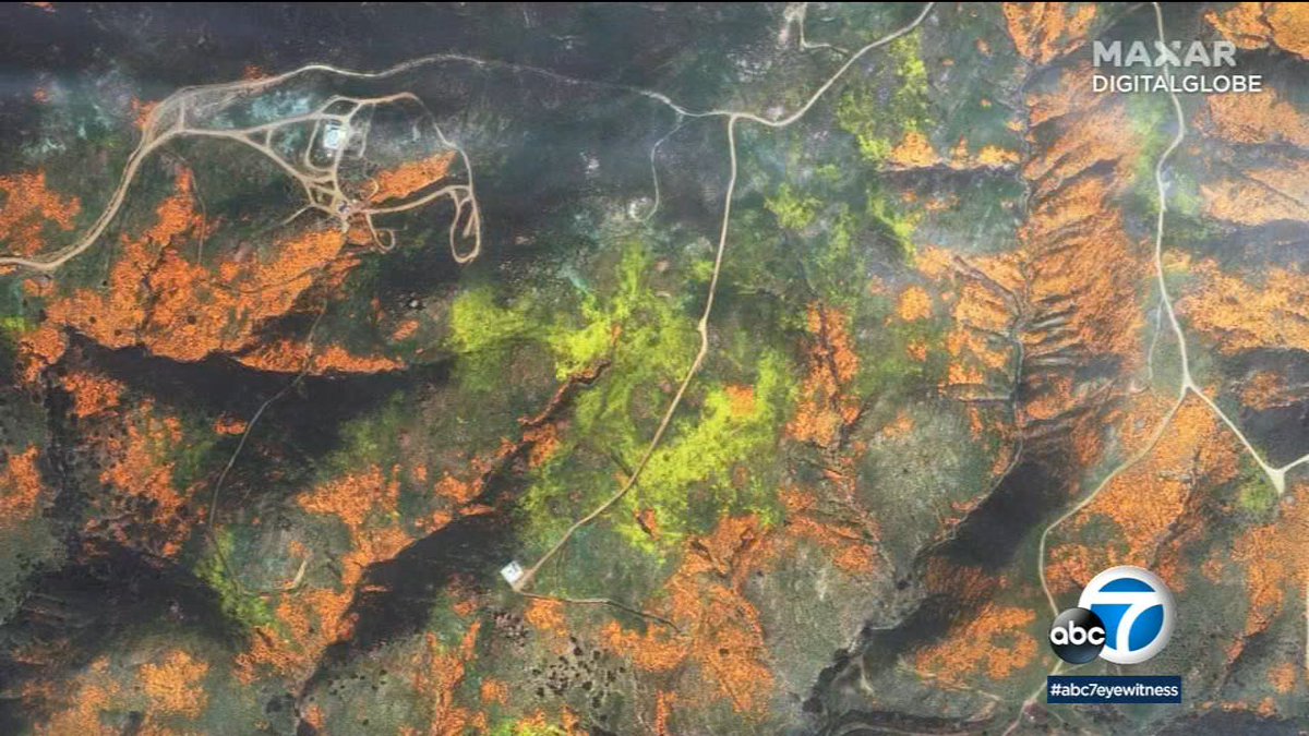 ABC7's tweet photo. Lake Elsinore's hillside-covered poppies visible from space https://t.co/kbtPlk7aFa https://t.co/YxKBnyloPQ