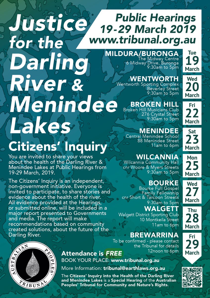 aptribunal's tweet photo. We’re in #BrokenHill today to hear from the community about their concerns for the #DarlingRiver and #MenindeeLakes. Come by to the BH Musician’s Club to speak or listen.
More ➡️ https://t.co/8iG47DQGTQ https://t.co/dhOEwggq04