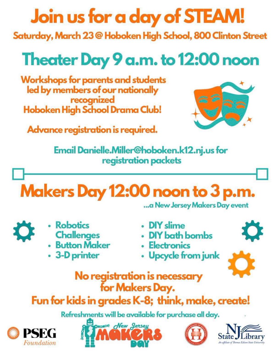 themasoncivic's tweet photo. 🚨SATURDAY MARCH 23RD🚨

Family Theatre Day

Saturday March 23rd
9:00AM-12:00PM
Hoboken High School 
Cost: $20 per participant 

This event is for kindergarten through adult participants.  

Advance registration is required. 

For more info: danielle.miller@hoboken.k12.nj.us https://t.co/rxlgnEJXNn