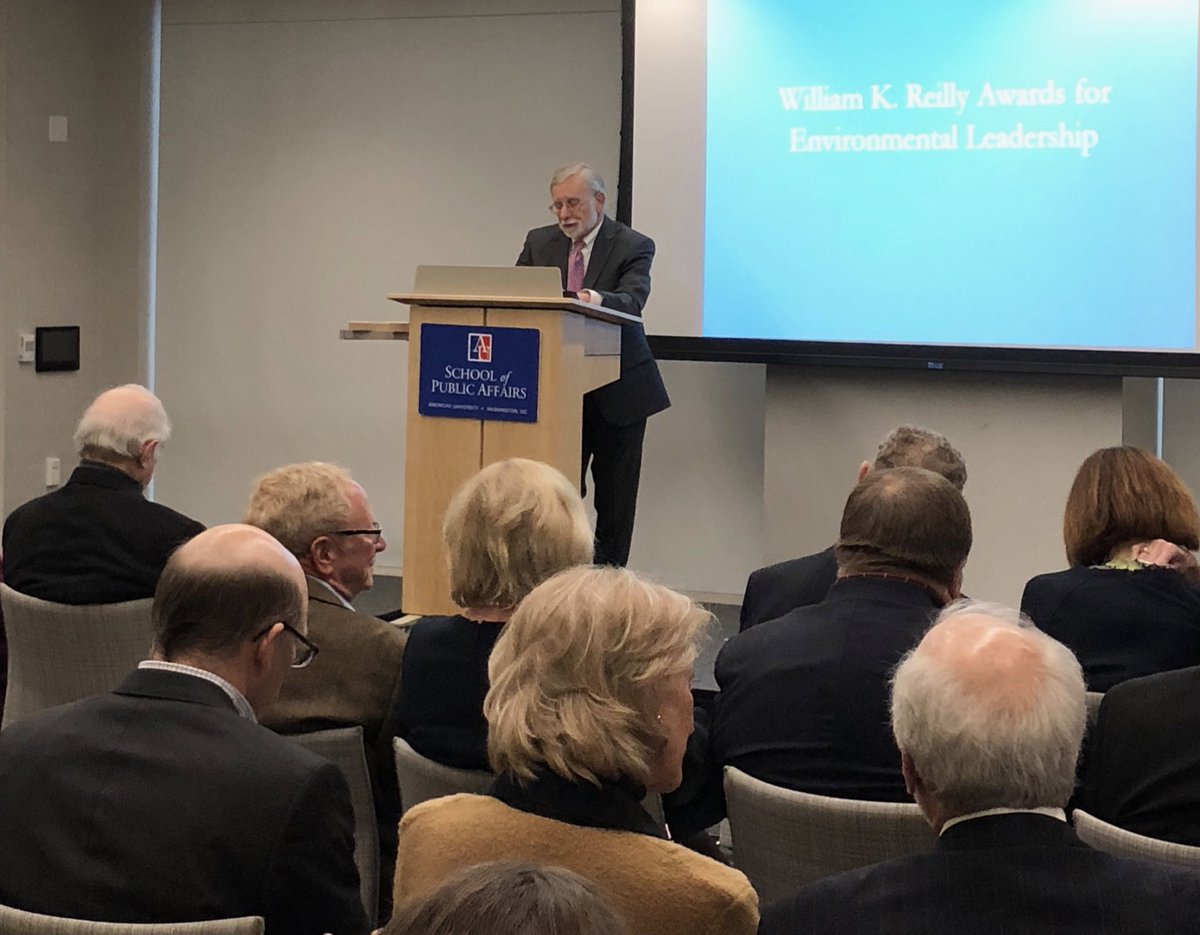 AU_SPA's tweet photo. Thanks to everyone who came out to the 2019 William K. Reilly Awards tonight. Congratulations to award winners Linda Fisher and Kevin Fay. And congratulations to scholarship recipients Caroline Nickerson, and Sabina Blanco Vecchi. #ReillyAwards https://t.co/VOT1vRPMhD