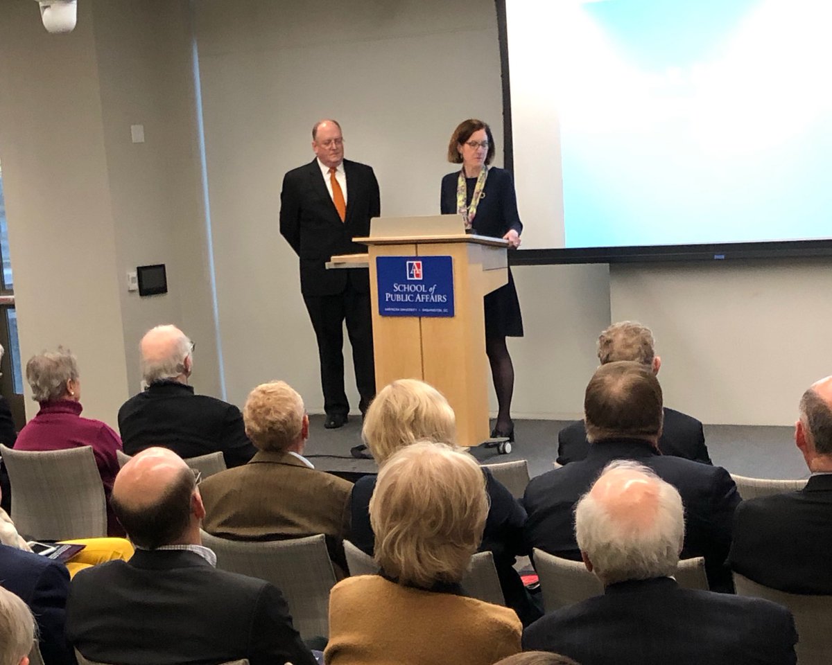 AU_SPA's tweet photo. Thanks to everyone who came out to the 2019 William K. Reilly Awards tonight. Congratulations to award winners Linda Fisher and Kevin Fay. And congratulations to scholarship recipients Caroline Nickerson, and Sabina Blanco Vecchi. #ReillyAwards https://t.co/VOT1vRPMhD