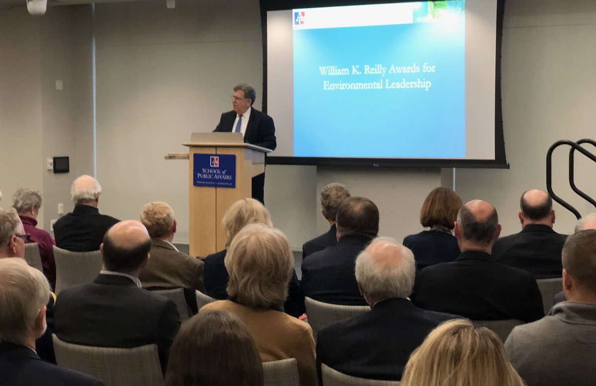 AU_SPA's tweet photo. Thanks to everyone who came out to the 2019 William K. Reilly Awards tonight. Congratulations to award winners Linda Fisher and Kevin Fay. And congratulations to scholarship recipients Caroline Nickerson, and Sabina Blanco Vecchi. #ReillyAwards https://t.co/VOT1vRPMhD