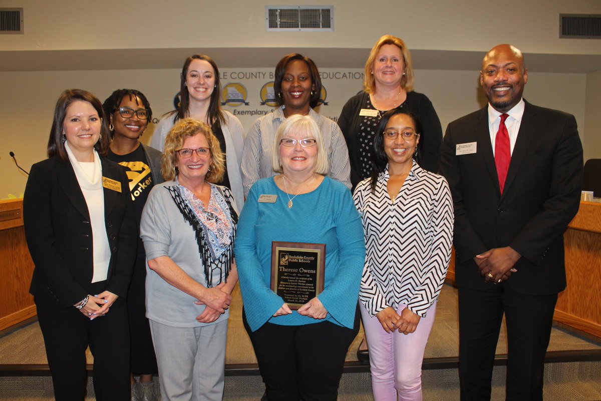 Rockdale County Public Schools (@rockdaleschools) on Twitter photo Congratulations <a href="/RockdaleHigh/">Rockdale County High</a> Therese Owens, named the Laura Barnes Honorary School Social Worker Award winner! This honor recognizes a person whose efforts go above and beyond, like a school social worker, to help Rockdale's children &families. #WorldClassVillage #RCPSWorldClass Congratulations <a href="/RockdaleHigh/">Rockdale County High</a> Therese Owens, named the Laura Barnes Honorary School Social Worker Award winner! This honor recognizes a person whose efforts go above and beyond, like a school social worker, to help Rockdale's children &families. #WorldClassVillage #RCPSWorldClass