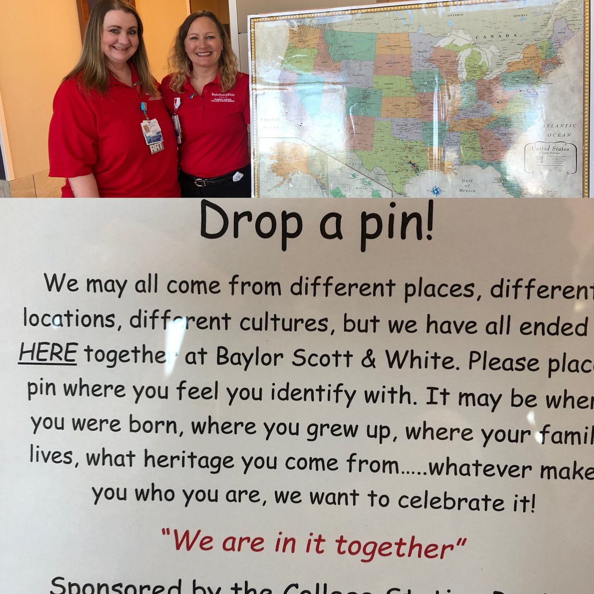 jason_SWHealth's tweet photo. So proud of our diversity council ⁦@bswhealth_BCS⁩ celebrating where all of our employees call home. We r in it together!! https://t.co/1eB2avfosi