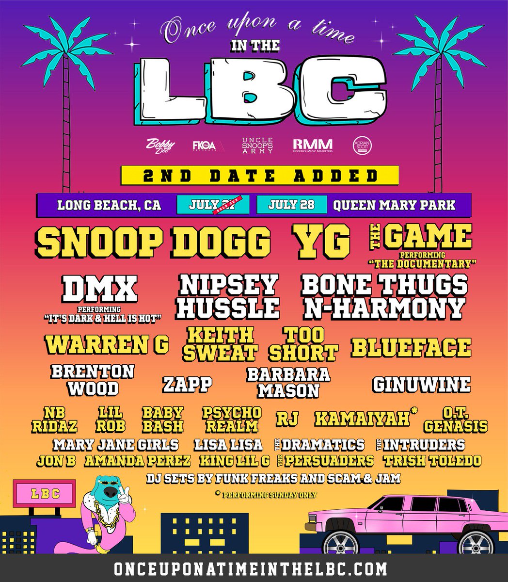 SnoopDogg's tweet image. Once Upon a Time in the LBC! dont be left outside ❌ 2nd date added n tix on sale this Fri at 10a PT !! onceuponatimeinthelbc.com