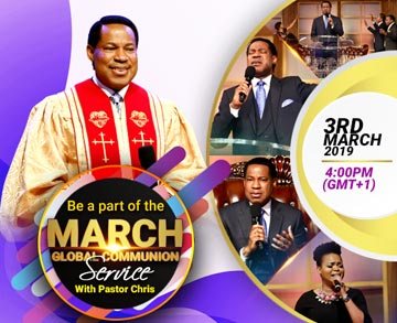 IgbChrist's tweet photo. March 2019 Global Communion Service with Pastor Chris https://t.co/YU1ykyfmNe https://t.co/BSwoZoKSui