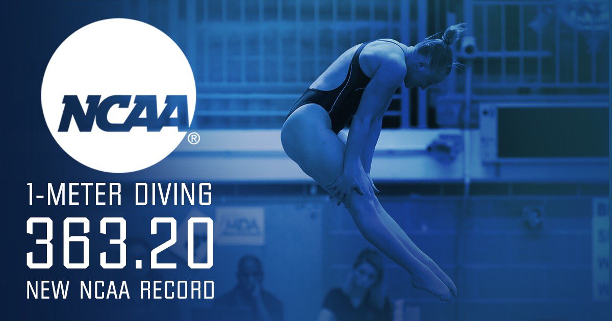 GopherSwimDive's tweet photo. Sarah Bacon set a new NCAA record tonight as she defended her national title on the one-meter springboard! 

Her six-dive score of 363.20 broke a 12-year record set back in 2007 by Stanford’s Cassidy Krug! 

This #Gophers diver is PURE DOMINATION! https://t.co/CaXoCYynbP