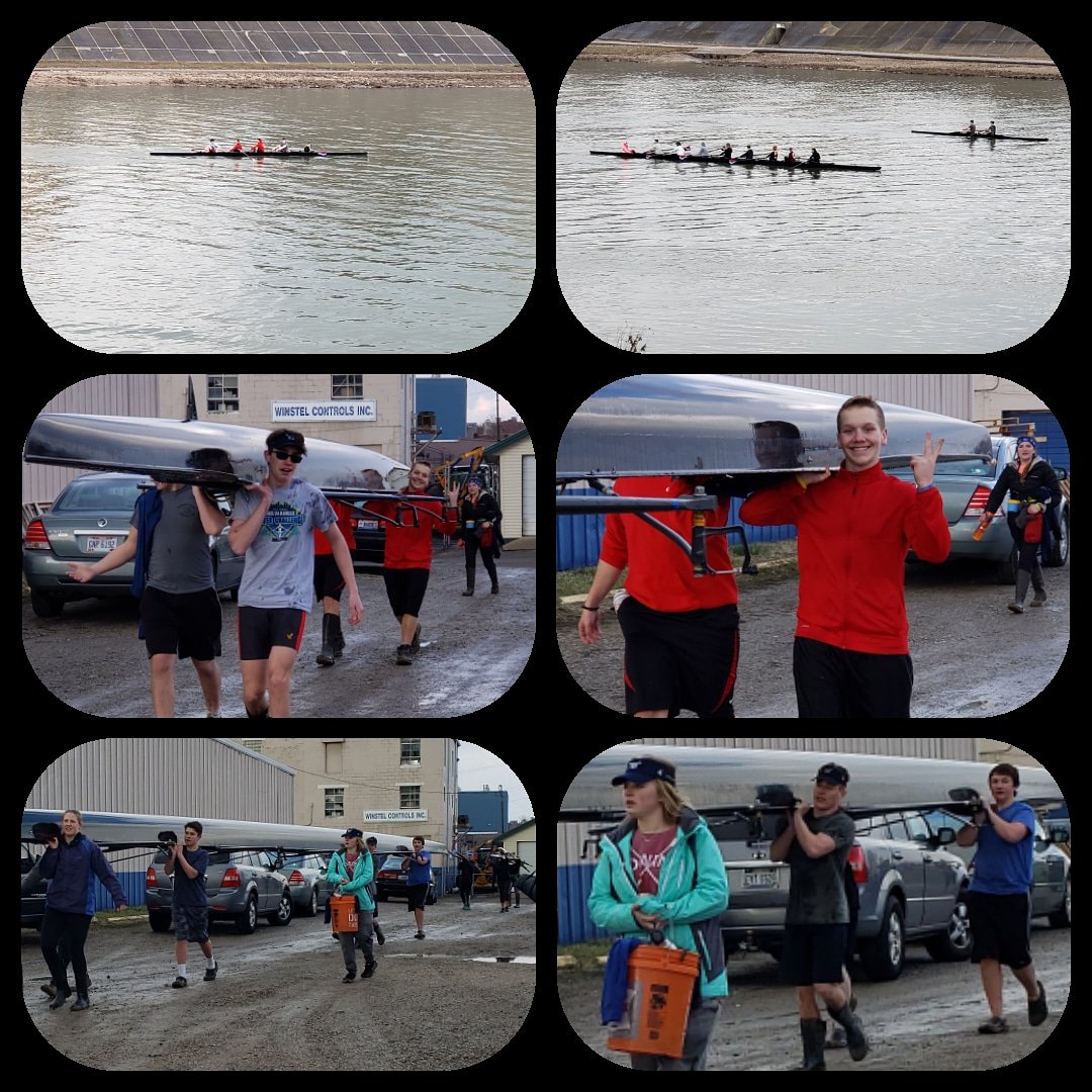 GreatMiamiCrew's tweet photo. 46 degrees today, we weathered hail and rain during practice....it was still great being on the water! π£ββοΈπ£ββοΈπ¦π§ #greatmiamicrew #gmc #riseup #springseason #springrowing #greatmiamiriver #hamiltonohio https://t.co/4BDmSzRkAz
