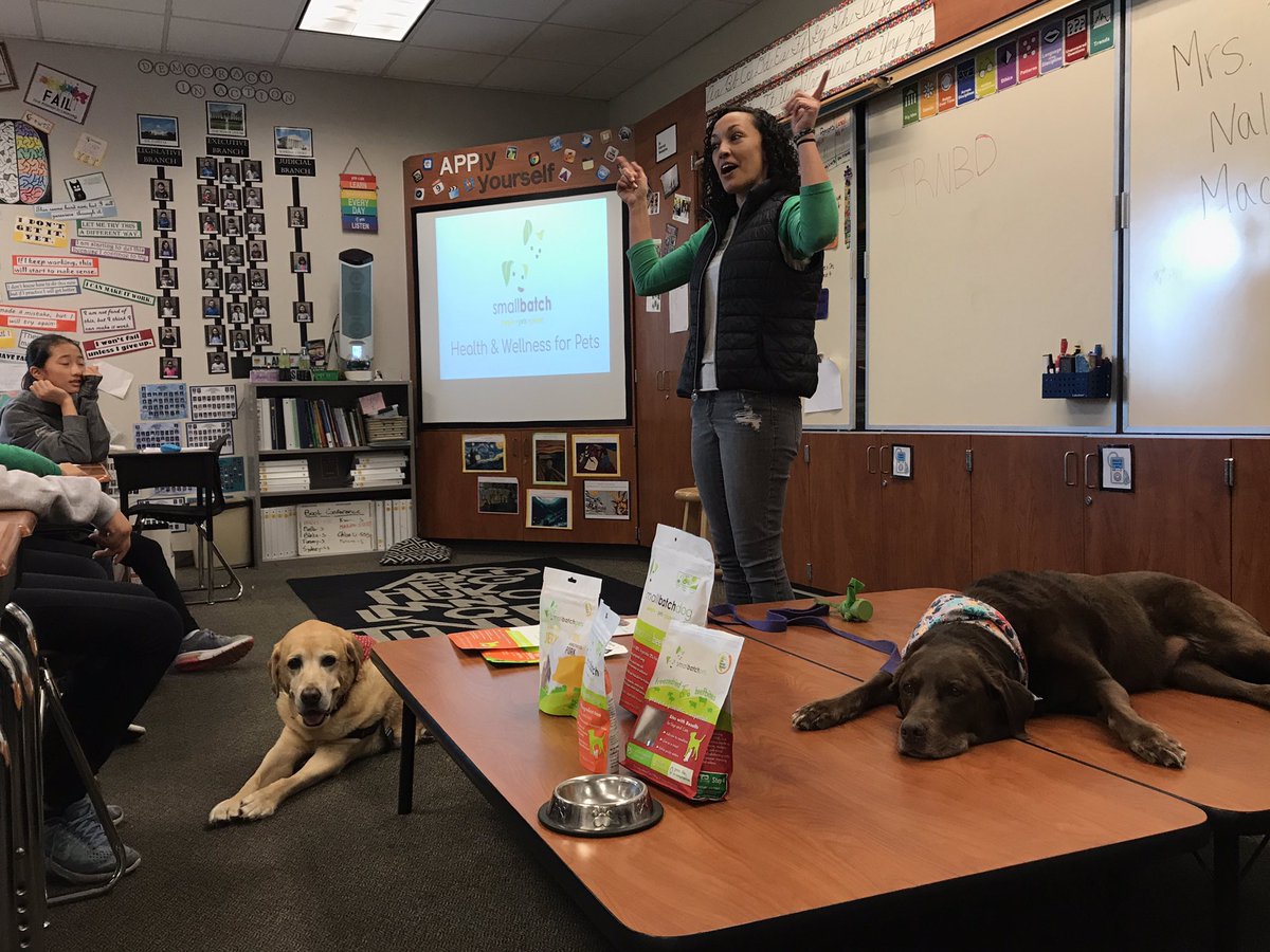 MCVanEssen's tweet photo. Always great when your students’ Genius Hour questions allow for some incredible guest speakers! 💜🐶🌎💡 #geniushour #smallbatch #worldchangers https://t.co/8kkgjHfd6b