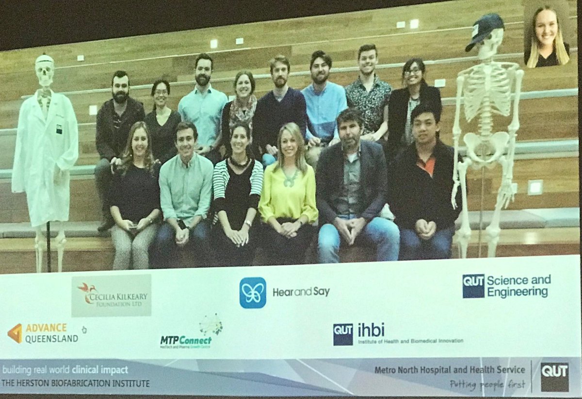 Congratulations to ⁦<a href="/DrMiaWoodruff/">Mia Woodruff</a>⁩, ⁦<a href="/drseanpowell/">Sean Powell</a>⁩ and ⁦<a href="/MaureenTRoss/">Maureen Ross</a>⁩ of #biofabne for great presentations today. Go team! Love from ⁦@BionicsQld⁩ and ⁦<a href="/HearAndSay/">Hear and Say</a>⁩ ⁦@CTMcCarthy1971⁩