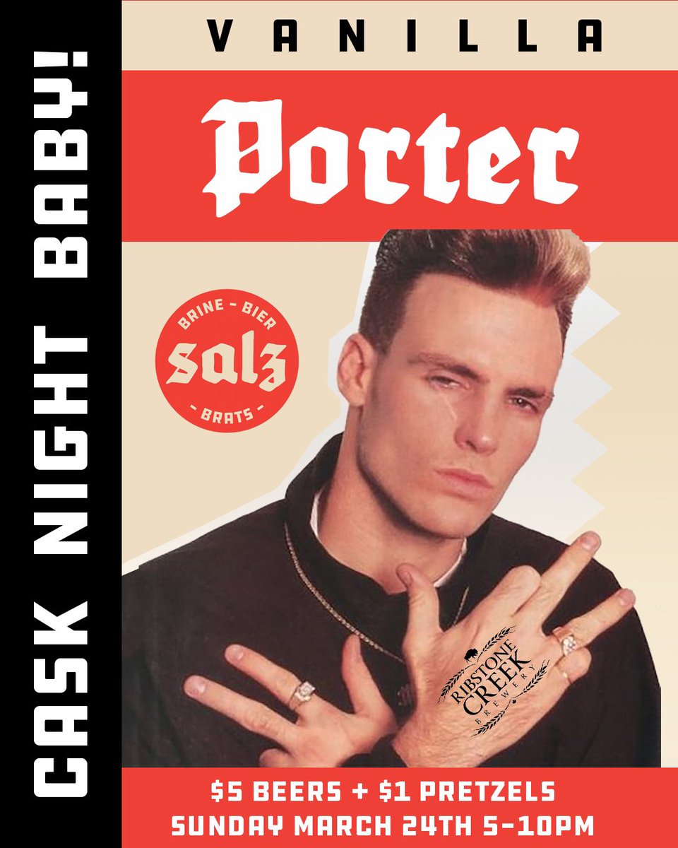 Cask night baby! This Sunday we have an incredible VANILLA CARDAMOM PORTER from our buds over at <a href="/RibstoneCreek/">Ribstone Creek</a> ! And....word on the street is the Big McMerica dog may be making a comeback...