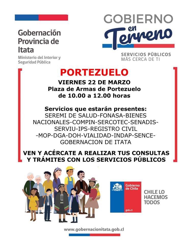 RossanaYanezF's tweet photo. Atención Portezuelo! Llevaremos los servicios públicos a la plaza de armas de la comuna. Ayúdanos a difundir que tendremos al #GobiernoEnTerreno tal como lo pide nuestro Presidente @SebastianPinera 💪

#ÑubleEnMarcha 🇨🇱 https://t.co/yWxry3DINx