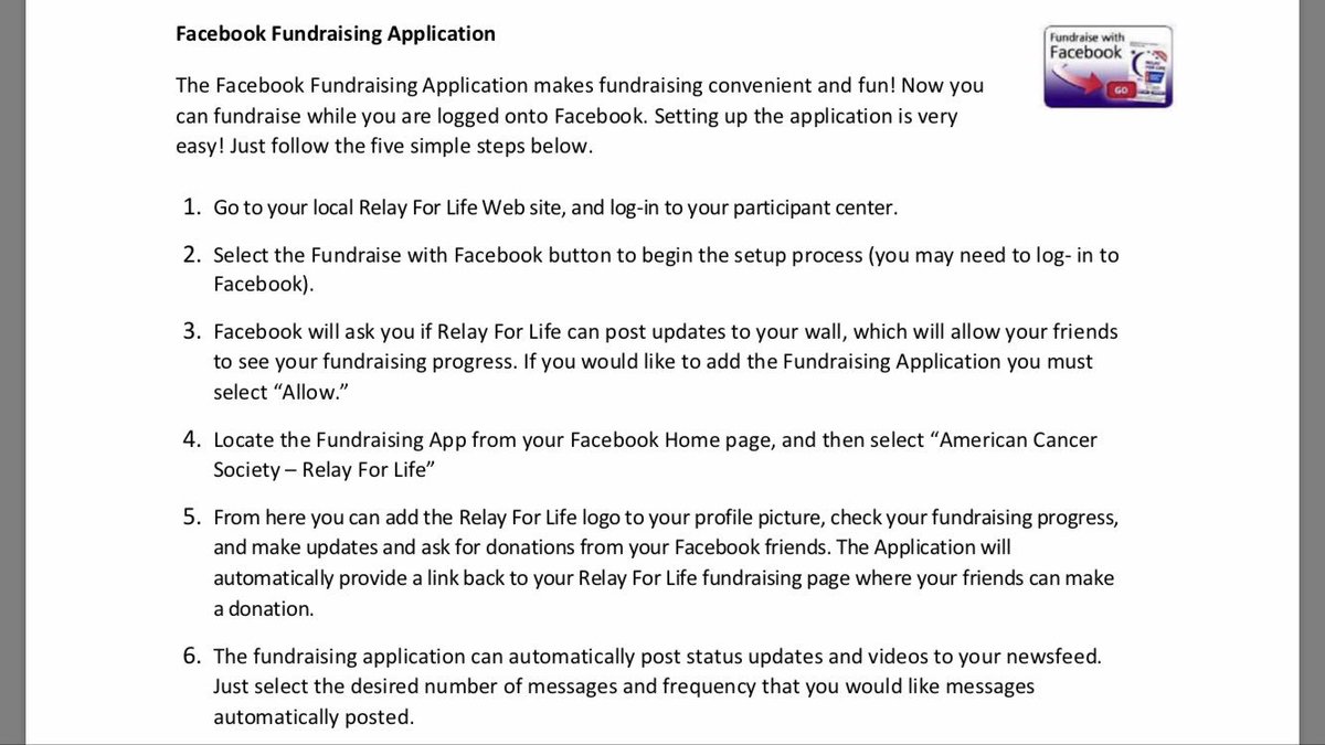 DepaulRelay's tweet photo. Don’t know how to link your FB &amp; ACS Donor Page? Have no fear... the steps are here! DM is for help! #BetterTogether 💜 https://t.co/2vl6pUXpu8