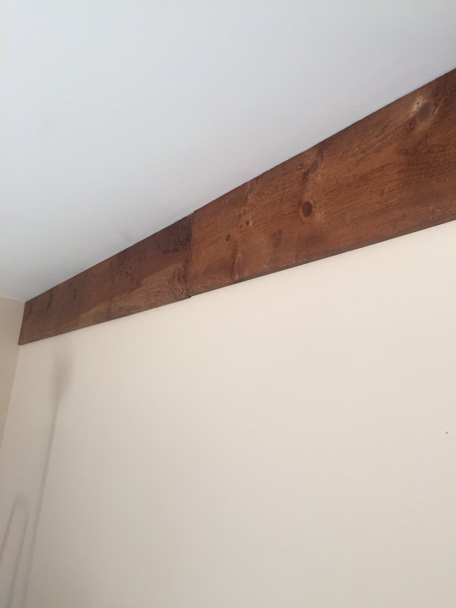 FarmGirlGeorgie's tweet photo. We put up an rough hewn unfinished header peg board in mom’s old bedroom. Hoping to add long dowels for the display of old baskets. After centering the planks, we had enough length for a new shelf with Uncle Joel’s carving. #renovation #pegboard #oldbaskets https://t.co/9hEbVMlLuw
