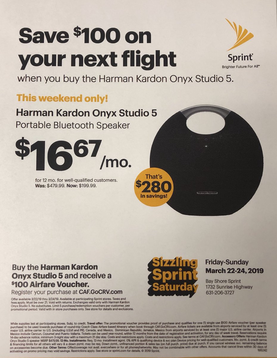 ssezer01's tweet photo. Wow! It’s getting hot in here! So hurry down to your neighborhood Bayshore Sprint store and save $100 on your next flight! And travel with your Harmon 5!! Baby, your life is just not loud enough!🎉. @ritasprintnyc @Rwahba08 @marceloclaure @Chidalgosaez @tracySprint @MichelCombes https://t.co/mKPZV1wYQH