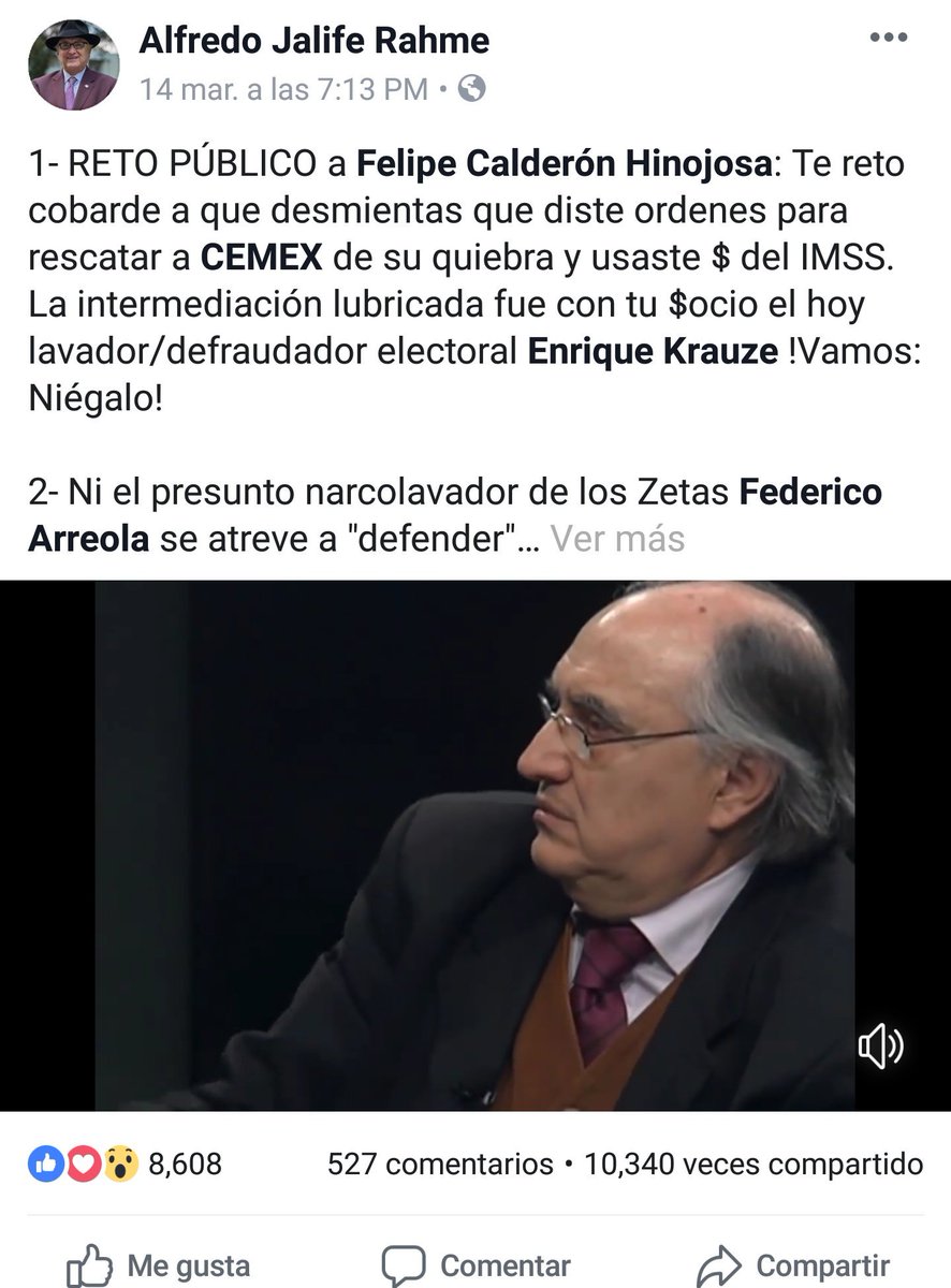 FGeopolitico's tweet image. CENSURARON la cuenta del Dr Alfredo Jalife-Rahme (@AlfredoJalifeR_🚫). NORMAL pasa días despues que retara al COBARDE @FeIipeCaIderon 

Dar RT

Ccp @TwitterMexico @TwitterSeguro @TwitterLatAm @Twitter @julioastillero @rubengluengas @alvaro_delgado @JohnMAckerman @m_ebrard