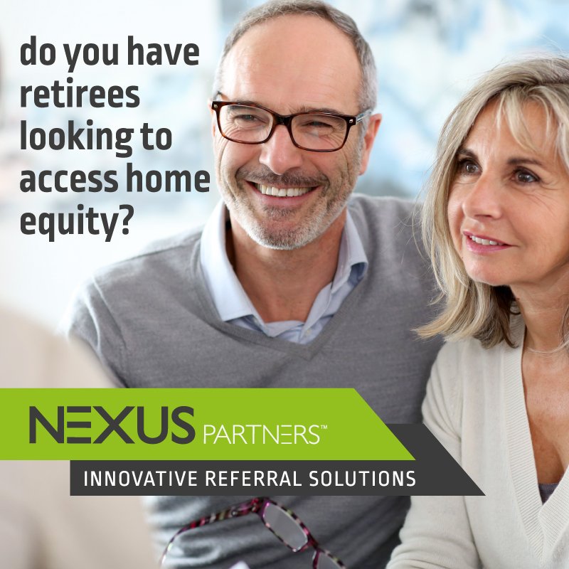 nexuspartners's tweet photo. Do you have retirees looking to access home equity?
Many Australian retirees are in need of additional retirement funding and require flexible access to their home equity. >>READ MORE https://t.co/Mos1a9vnae
#mortgagereferralpartners #mortgageadvisory #nexuspartners https://t.co/SKZyi94C5i