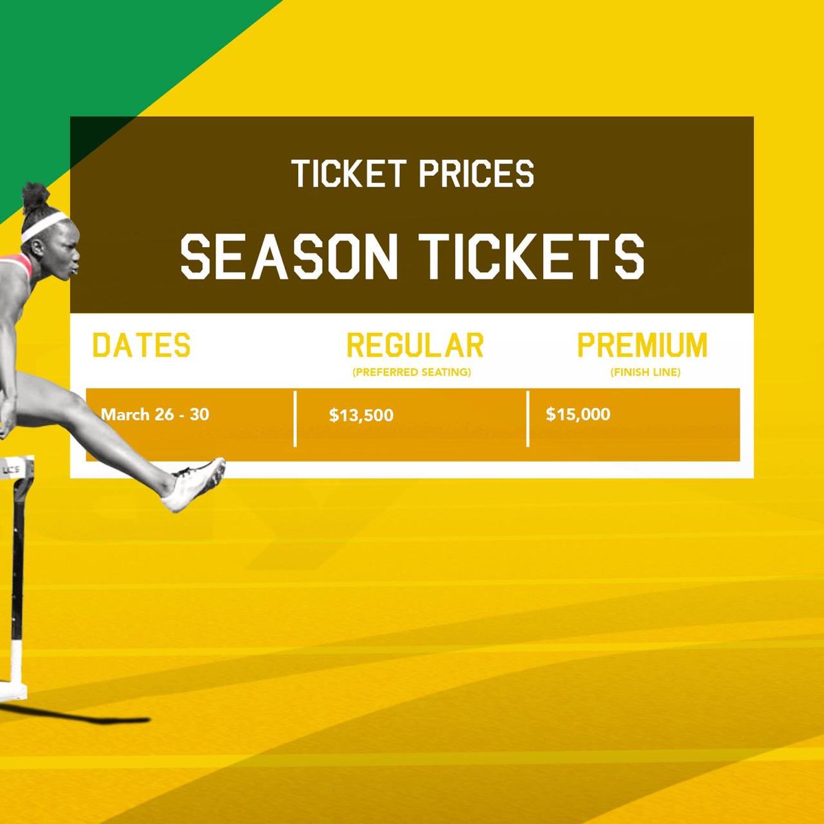 ISSASportsJA's tweet photo. Tickets go on sale Tuesday March 26 at the National Stadium ticket outlet. 🎫
.
.
ISSA GaraceKennedy Boys & Girls Championships, March 26-30
.
#IssaChamps #IssaSportsJa #TrackToChamps https://t.co/SKgbLU16N1