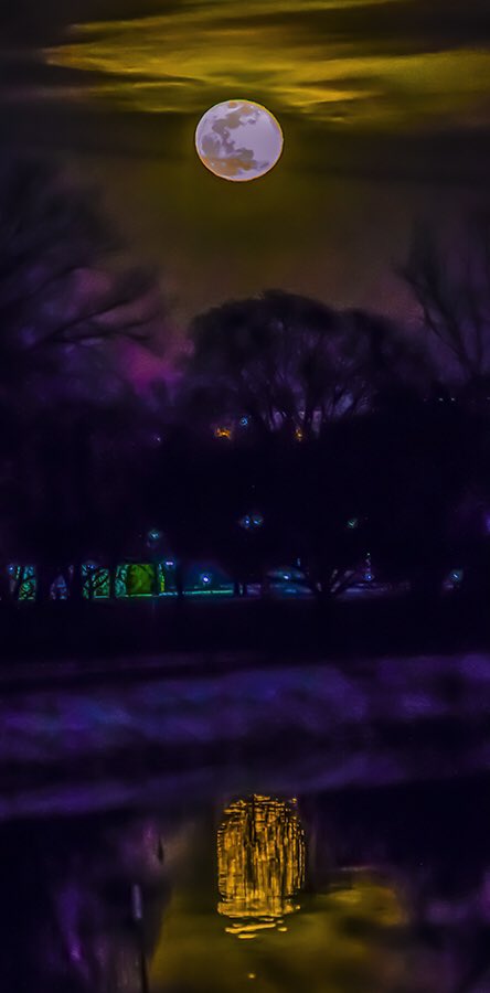 Moon rising over Little Arkansas River. Click on it to see whole picture