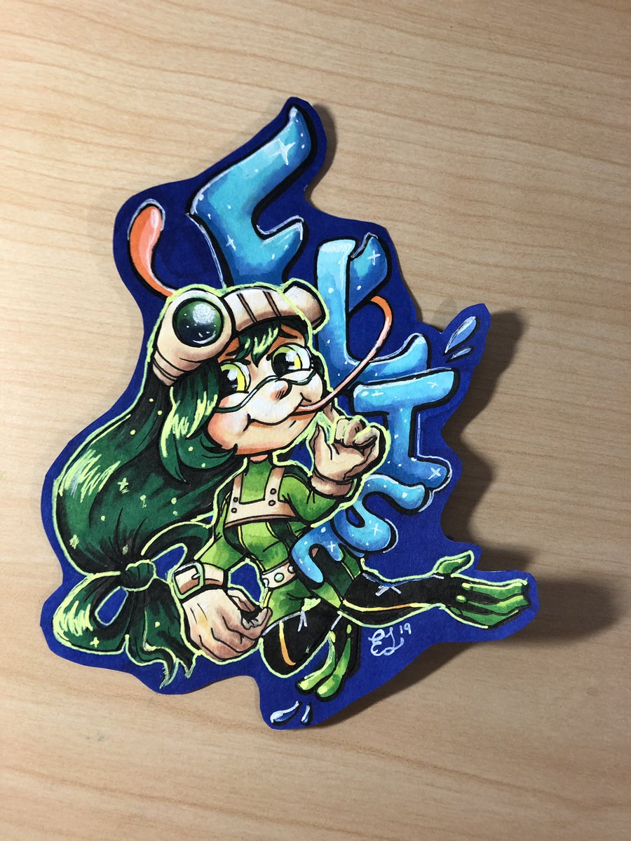 I busted out my traditional supplies to make something for the world’s best sister <a href="/ArtemisEclipse/">Luna Moonlight</a> ! I’m so excited to have a con buddy for Toracon. Also Froppy is freaking fun to draw. #BNHA