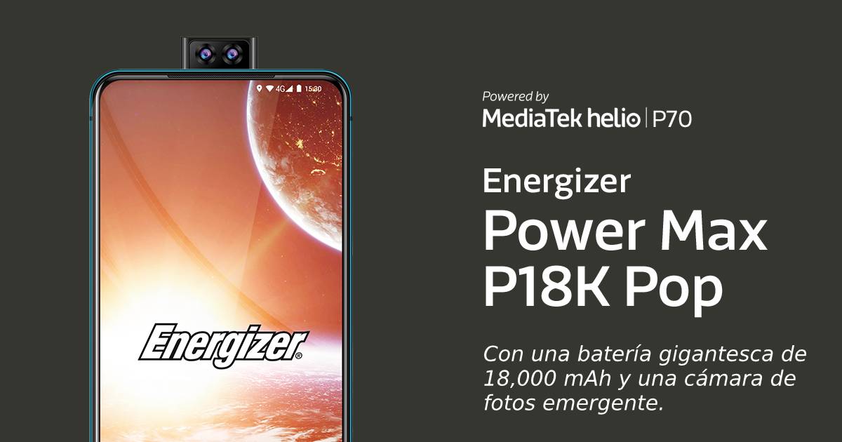 DISPOSITIVO GENIUS: Energizer Power Max P18K Pop cuenta con la tecnología del MediaTek Helio P70. Sus gigantescos soportes de batería de 18,000 mAh 🔋 también pueden usarse como un banco de energía. Se espera para este mes de junio. #MediaTekHelio #Energizer