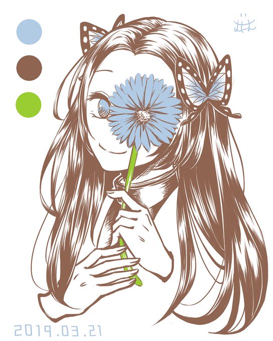 むにむさんがTwitterに投稿した胡蝶カナエ(鬼滅の刃)のイラスト。